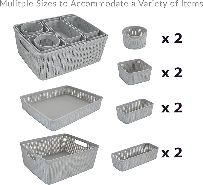 Simplify 10 Piece Organizing Set | Multiple Size Bins | Multipurpose | Office | - Image 3