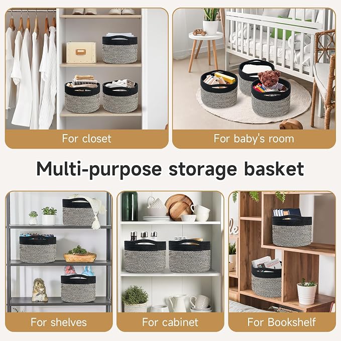 Small Rope Baskets for Storage, Baskets for Gifts Empty, Cute Round Woven Basket - Image 4