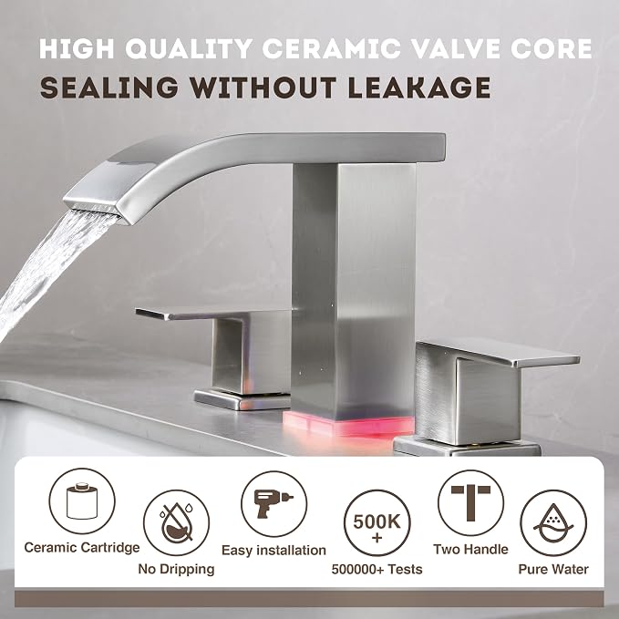 Bathroom faucets 3 Hole Brushed Nickel Vanity Faucet - Image 3