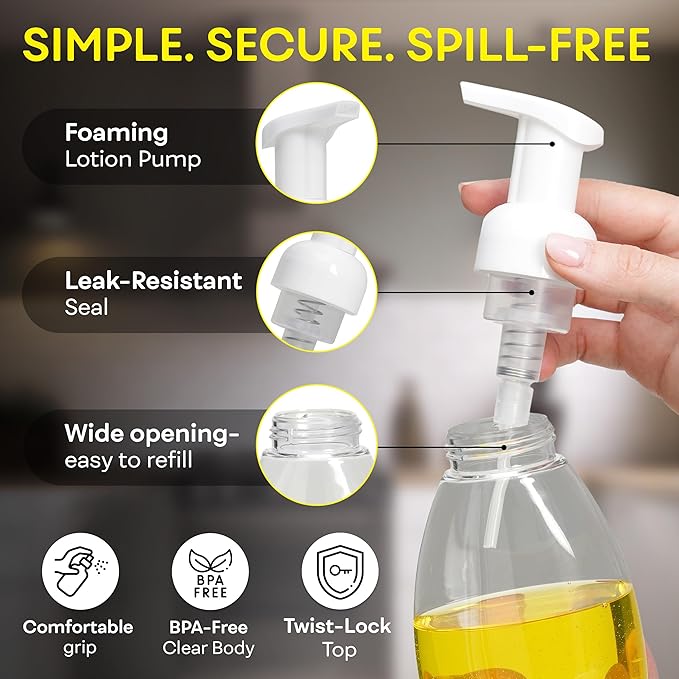 BRIGHTFROM Foaming Soap Dispenser Pump Bottles, BPA Free Empty Refillable - Image 4