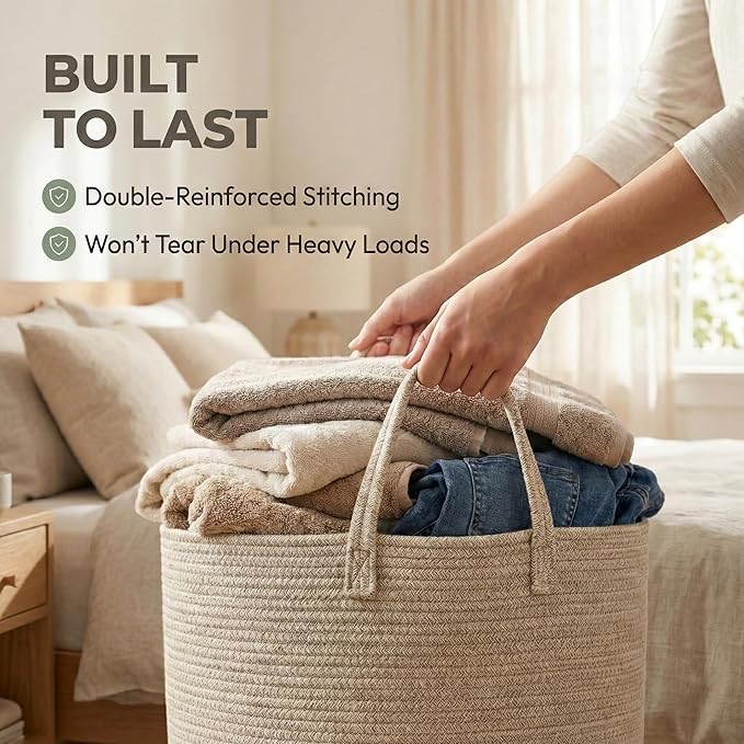 65L Extra Large Blanket Basket for Living Room - Image 6