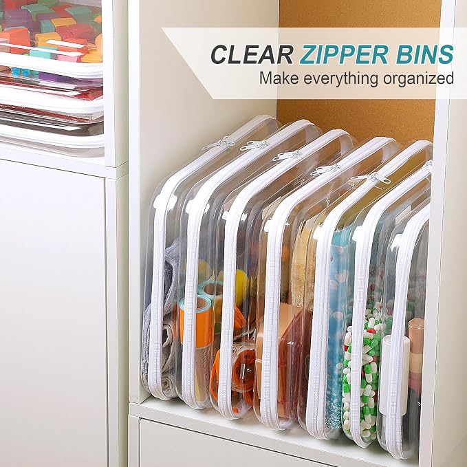 Sanwuta 10 Pcs Hard Zipper Case Clear Hard Pouches Plastic Zipper Pencil Box - Image 6