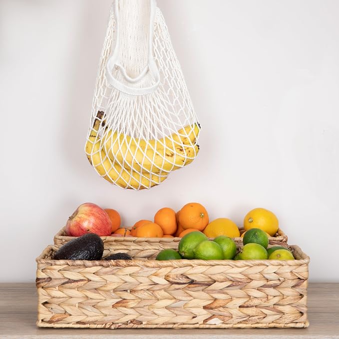 Household Essentials Water Hyacinth Rectangular Storage Basket - Image 3