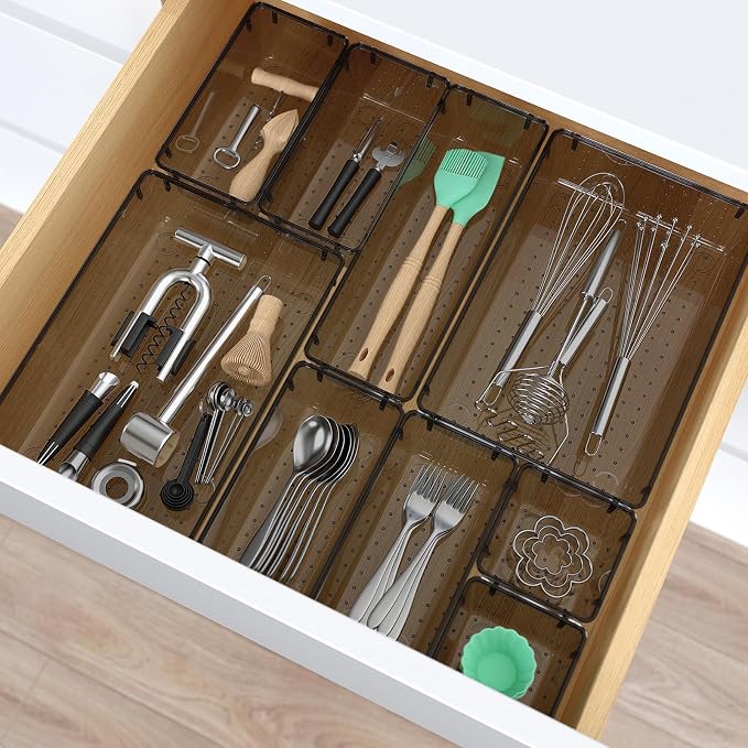 23 PCS Clear Plastic Drawer Organizers Set, 4 Size Desk Drawer Organizer Trays - Image 6