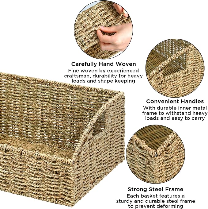 Ollieroo Rattan Storage Baskets, Handwoven Wicker Storage Bins - Image 3