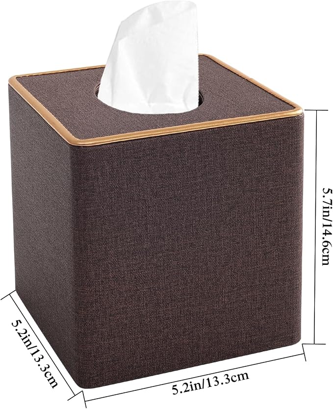 Tissue Box Cover Square Tissue Box Holder PU Leather Facial Organizer - Image 3