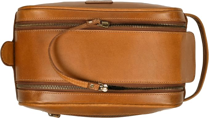 Premium Leather King Size Toiletry Travel Pouch – Handcrafted Dopp Kit Bag - Image 5