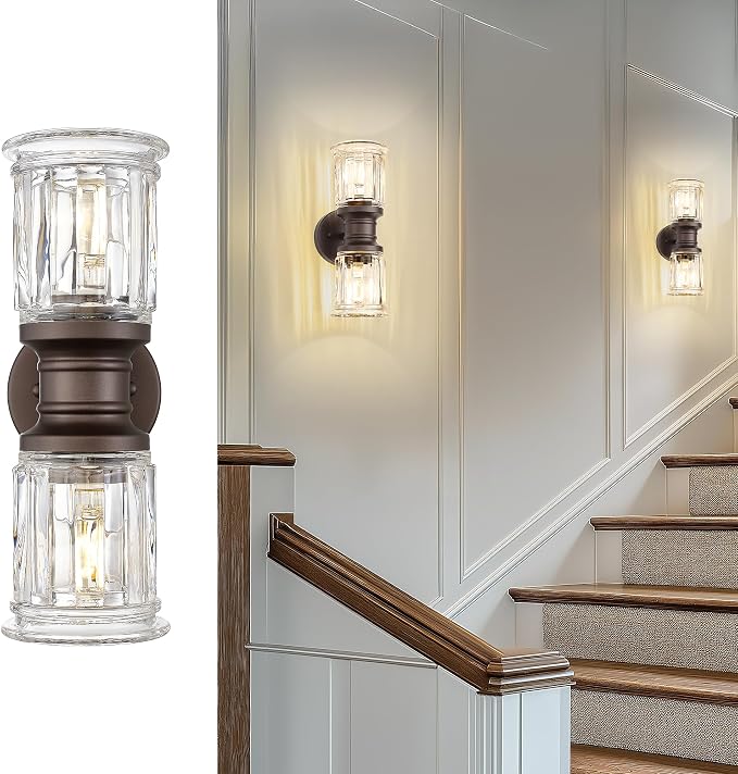 Rustic Wall Sconces, HWH Farmhouse Sconce Wall Lighting in Oil-Rubbed Bronze - Image 8