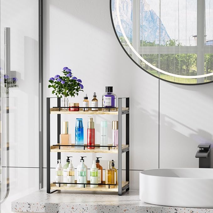Bathroom Counter Organizer, 3 Tier Wood Countertop Shelf - Image 6