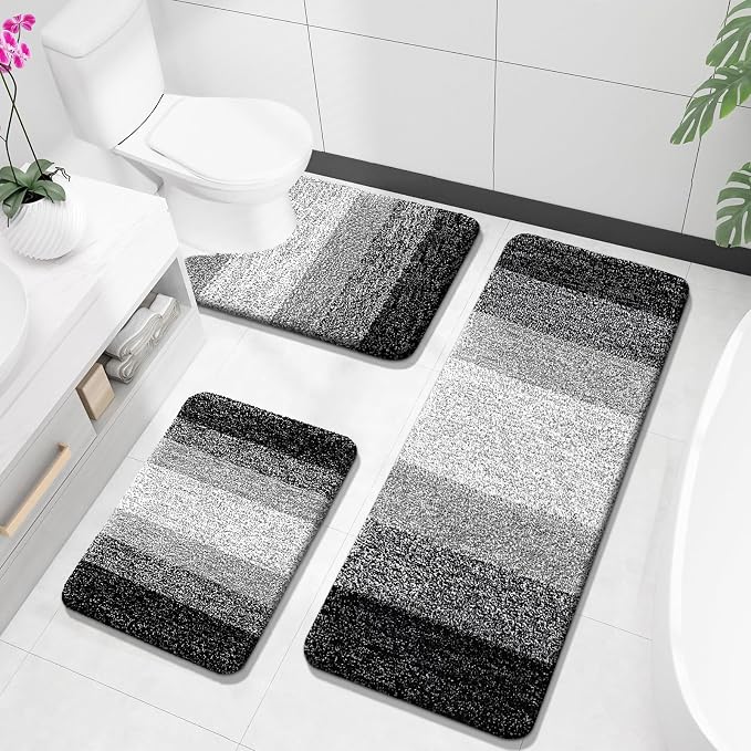 OLANLY Bathroom Rugs Sets 3 Piece, Soft Absorbent Microfiber Bath Mats and by OLANLY