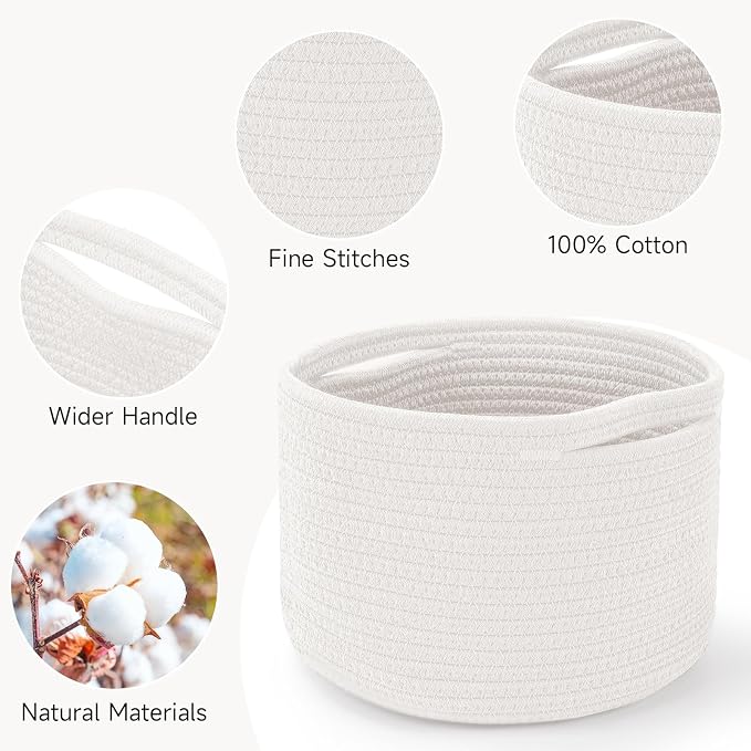 Small Rope Baskets for Storage, Baskets for Gifts Empty, Cute Round Woven - Image 3