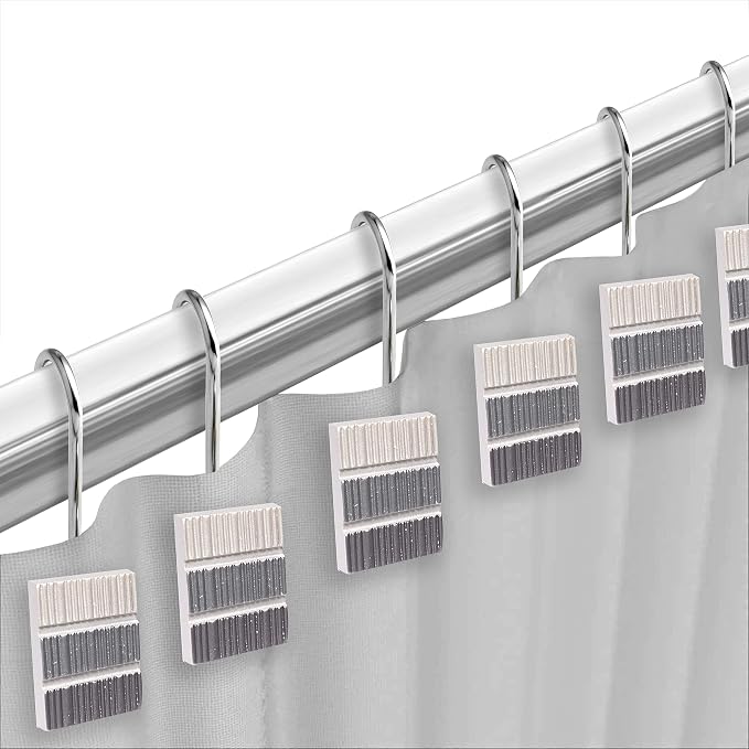 Zahari Home 13pc Modern Line Shower Curtain Set - Image 5