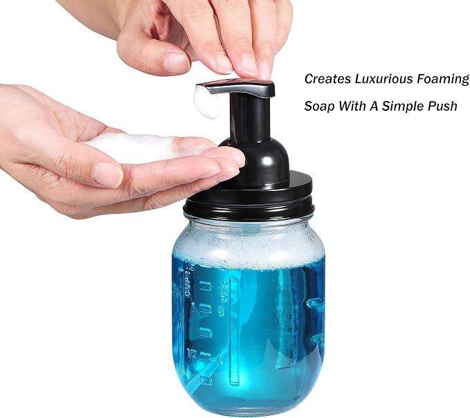 Amolliar Mason Jar Foaming Soap Dispenser Pump Lid, Refillable Plastic Pump - Image 3