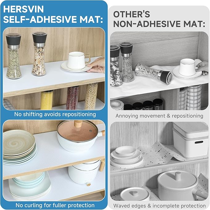Hersvin Shelf Liners 20 in x 20 ft Self-Adhesive EVA Drawer Mats, Cupboard - Image 3