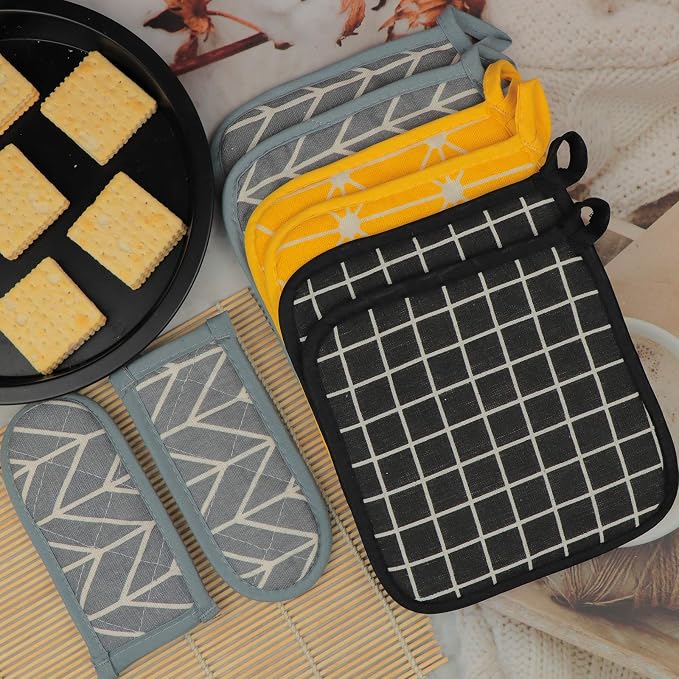 Heat Resistant Potholders Hot Pads-6 Kitchen Pot Holders Set - Image 2
