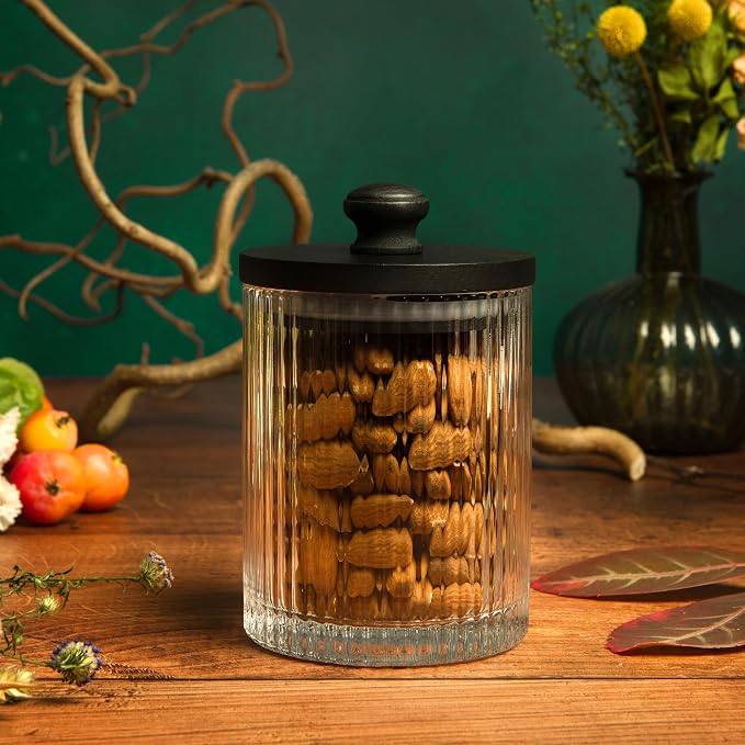 Mason & Fable Ribbed Glass Bathroom Jars | Set of 2 Farmhouse Style Storage - Image 7