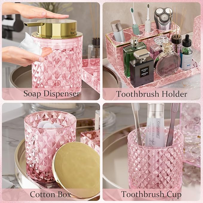 Pink Bathroom Accessories Set - Image 6