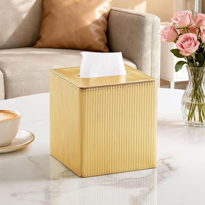 Gold Tissue Box Cover Square - Image 2