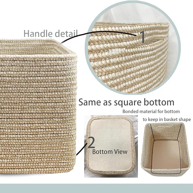 COMFY-HOMI Square Woven Cotton Rope Basket - Image 5