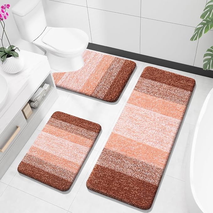 OLANLY Bathroom Rugs Sets 3 Piece, Soft Absorbent Microfiber Bath Mats and by OLANLY