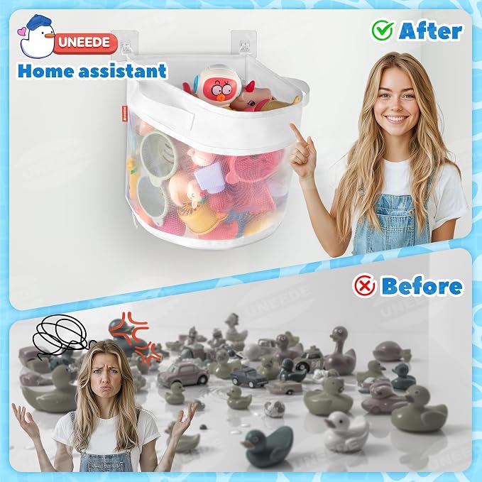 UNEEDE Bath Toy Organizer, 4 Gallons Bathtub Toy Storage Organizer, Quick - Image 5
