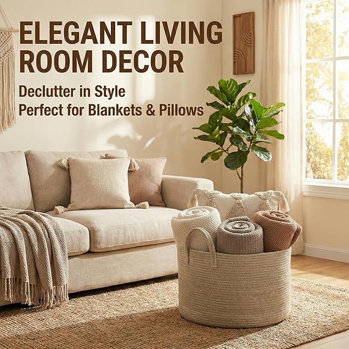 65L Extra Large Blanket Basket for Living Room - Image 2