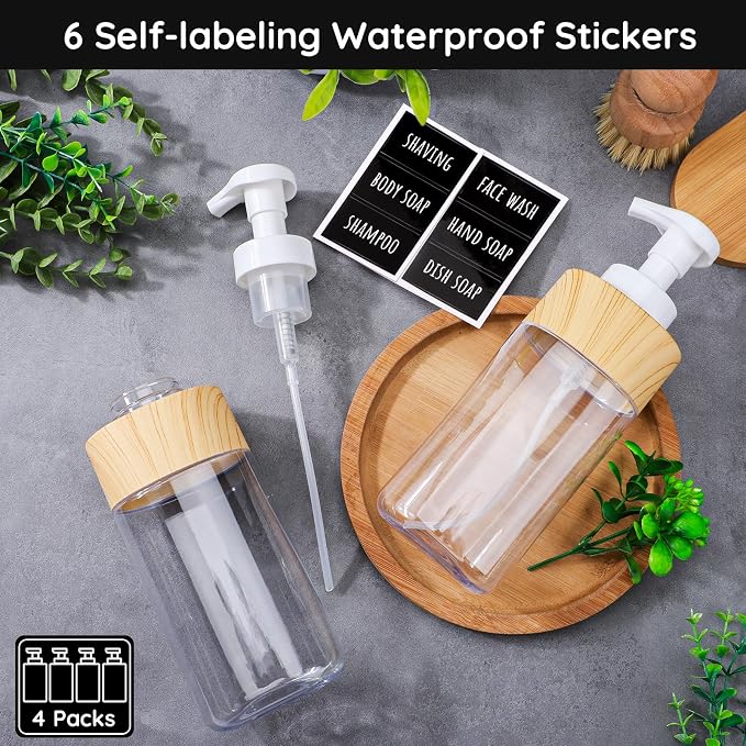 Segbeauty Foaming Hand Soap Dispenser Set, 4 Packs 16.9oz Farmhouse Decor - Image 2