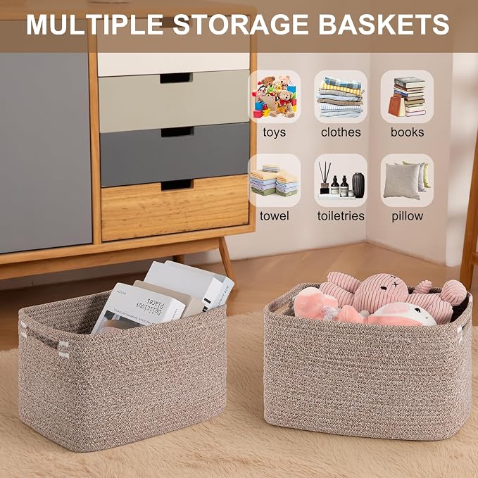 Storage Baskets for Organizing, Woven Decorative Baskets for Shelves - Image 4