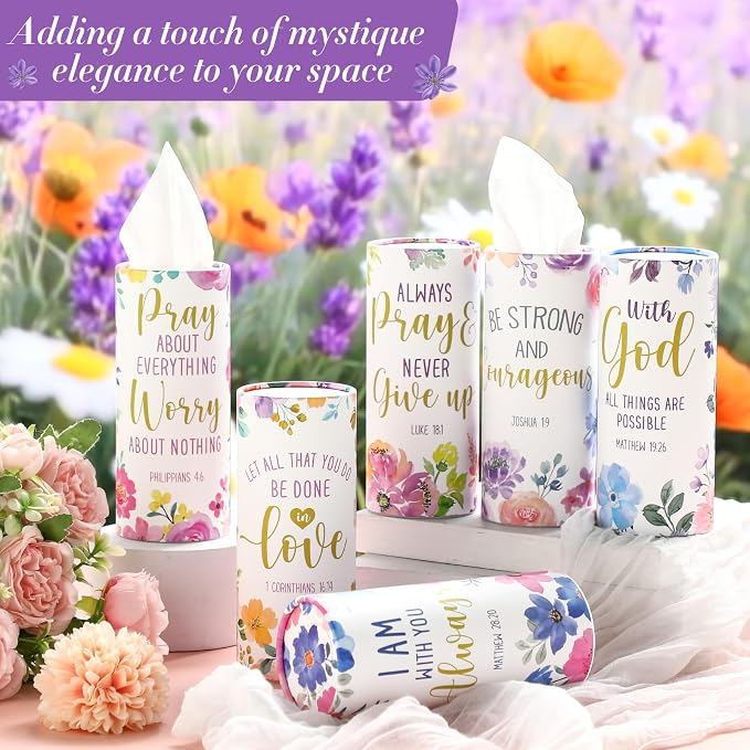 Outus 12 Pcs Floral Christian Car Tissues Cylinder Holder - Image 5