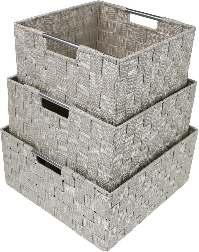 Sorbus Storage Box Woven Basket Bin Container Tote Cube Organizer Set Stackable - Image 2