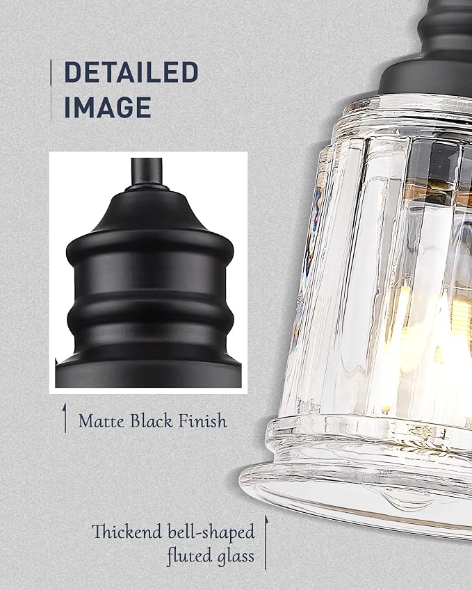 HWH Wall Sconces Set of 2, 1-Light Matte Black Bathroom Light Fixtures - Image 7