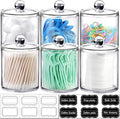 SheeChung 6-Pack Clear Acrylic Apothecary Jars - 10oz & 12oz Qtip Holder Set - by SheeChung