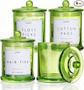 4 Pack Bathroom Organizers and Storage - 16 Oz Glass Qtip Holder & Cotton Pad by LITIVY