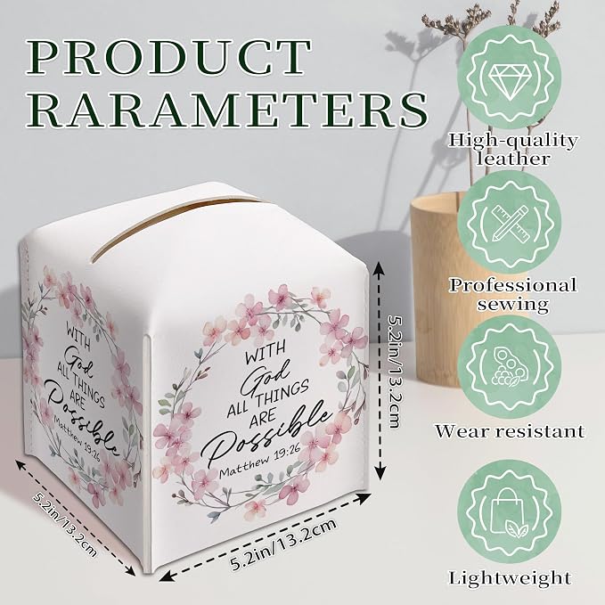 with God All Things are Possible Tissue Box Cover Square - Image 2