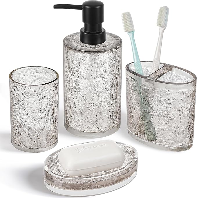 Modern Luxe Bathroom Accessories Set 4 Pcs Resin Bathroom Accessory Set Soap by RQYIXI