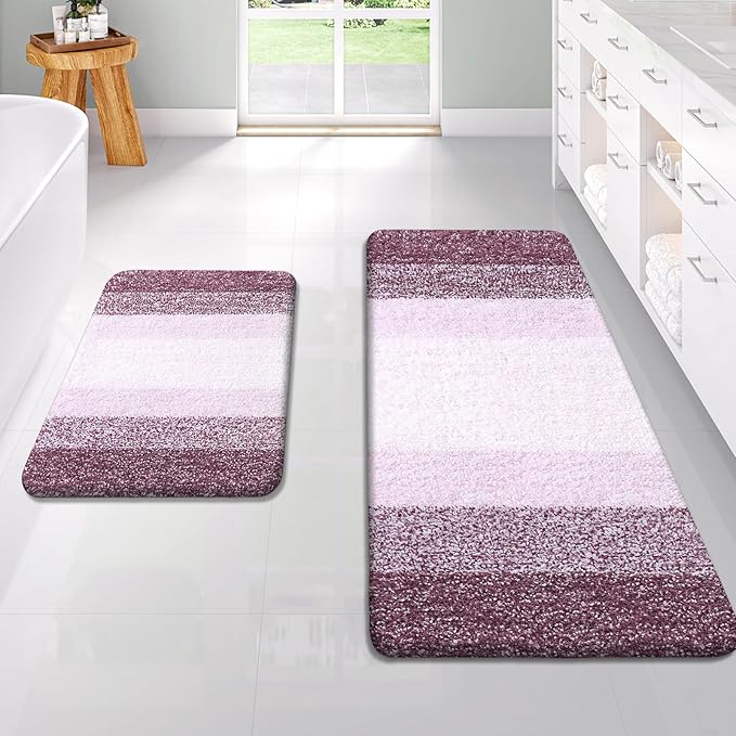 OLANLY Bathroom Rug Set 2 Piece, Soft Absorbent Microfiber Bath Rug Set by OLANLY
