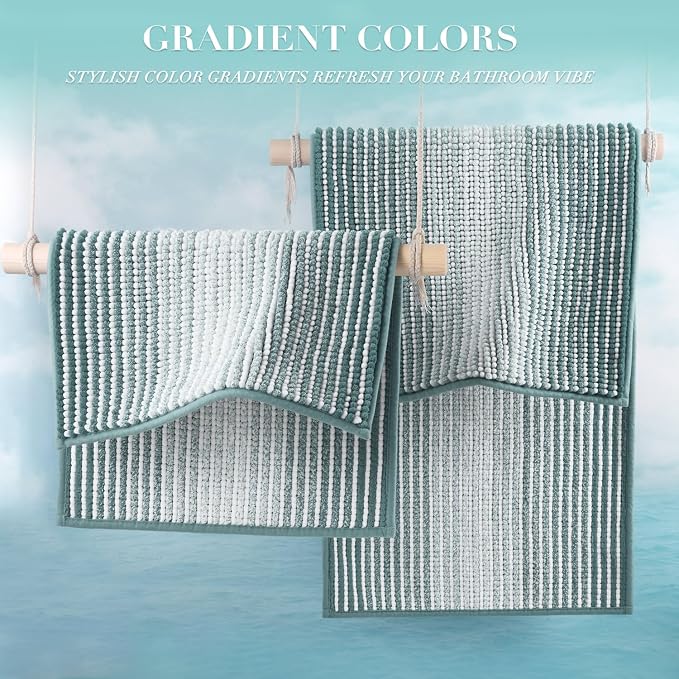 BSICPRO Bathroom Rugs and Mats Sets, 2 Piece Thick Absorbent Chenille Bath Mat - Image 4
