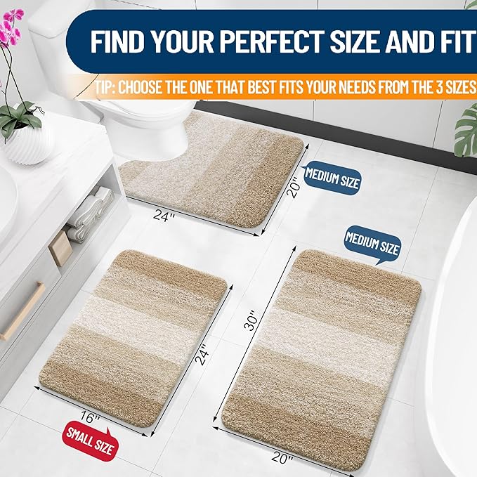 OLANLY Bathroom Rug Set 2 Piece, Soft Absorbent Microfiber Bath Mats and - Image 2
