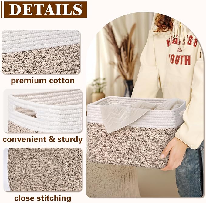 Storage Baskets for Organizing, 4 Pack Baskets for Shelves, Decorative Storage - Image 5