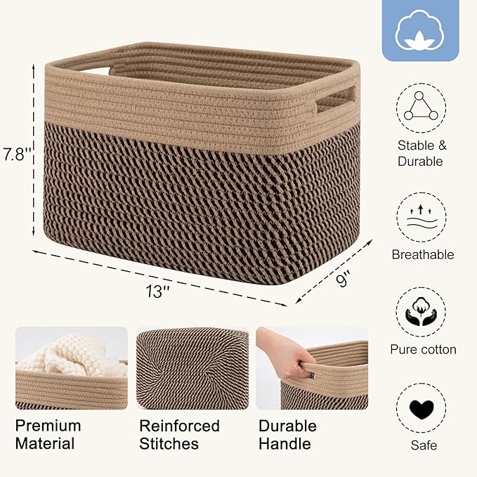 4 Pack Storage Baskets for Organizing, Woven Baskets for Shelves - Image 2
