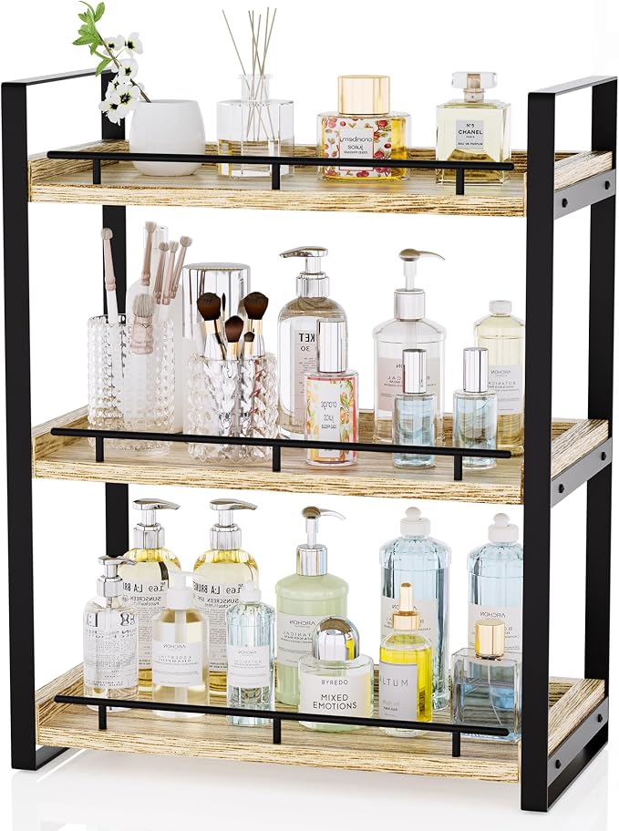 Bathroom Counter Organizer, 3 Tier Wood Countertop Shelf by CeleVista