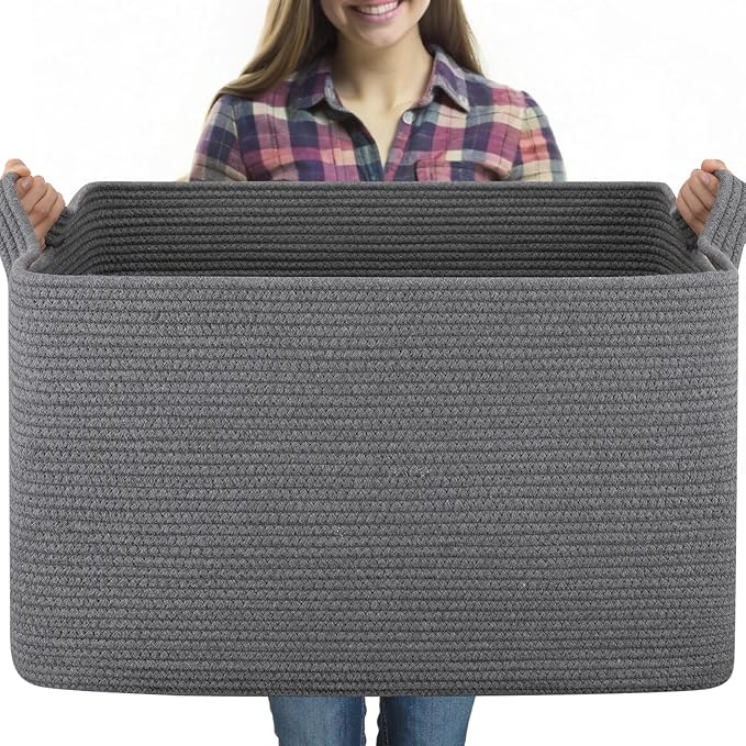 95L Extra Large Blanket Basket, Nursery Blanket Storage by OIASKET