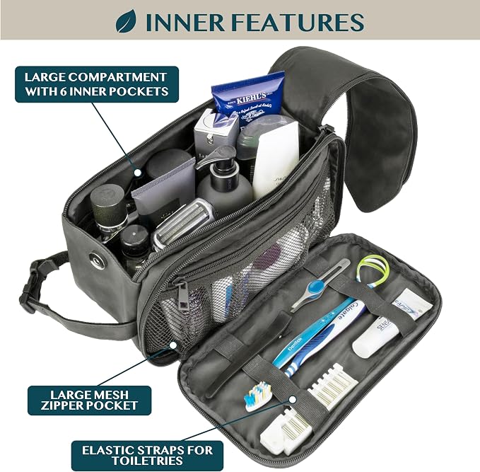 PAVILIA Toiletry Bag for Men, Travel Essentials Shaving Dopp Kit, Mens Travel - Image 4