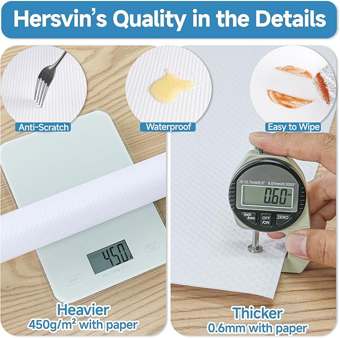 Hersvin Shelf Liners 20 in x 20 ft Self-Adhesive EVA Drawer Mats, Cupboard - Image 5
