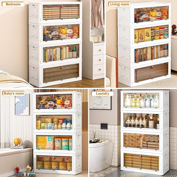 4 Tier Storage Bins with Lids 102QT, Stackable Storage Containers with Wheels - Image 4