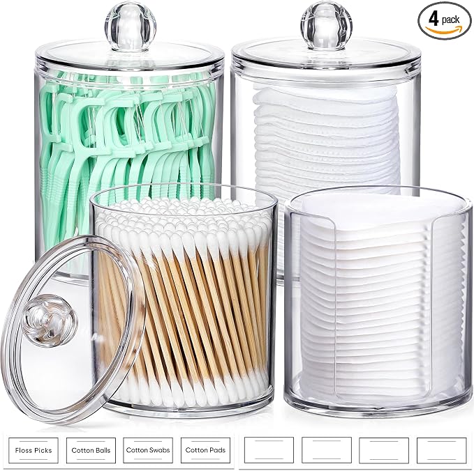 AOZITA 4 Pcs, Acrylic Qtip Holder Dispenser by AOZITA