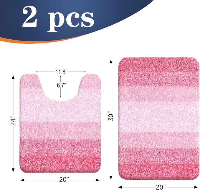 OLANLY Bathroom Rug Set 2 Piece, Soft Absorbent Microfiber Bath Mats and - Image 2