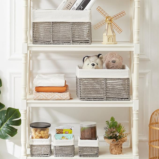 Vagusicc Wicker Storage Basket, Hand-Woven Paper Rope Wicker Baskets, - Image 3