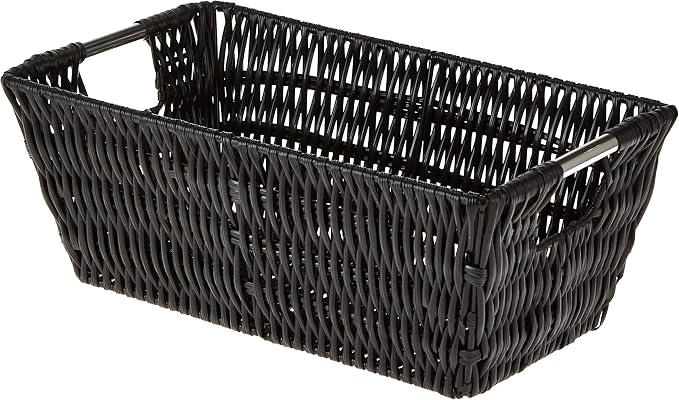 Whitmor 6500-2712-BLK Rattique Small Shelf Black Tote Basket by Whitmor