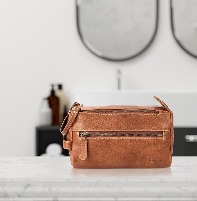 KomalC Premium Buffalo Leather Toiletry Bag - Image 8